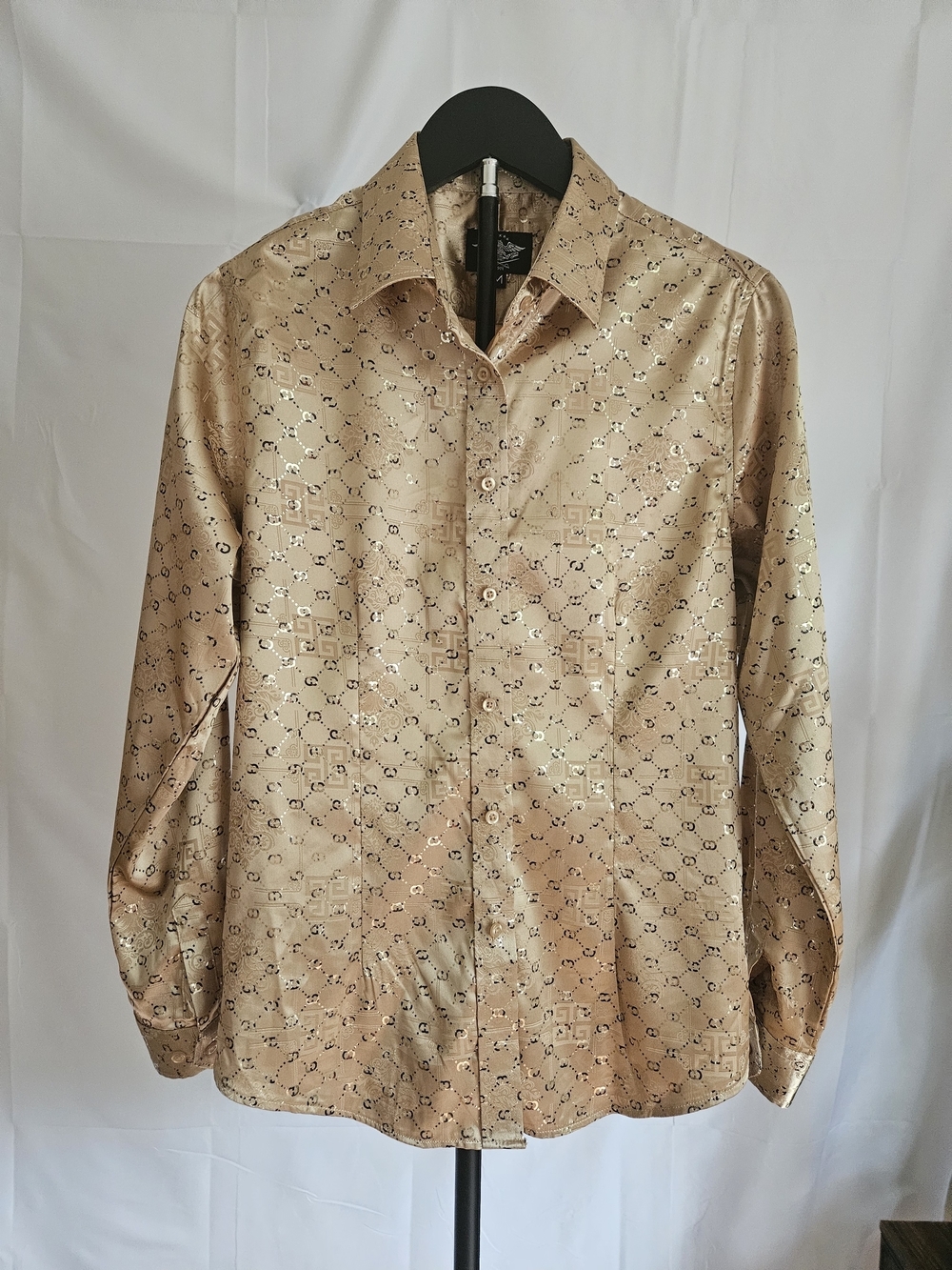 ​Valur 1901 Gold Metallic Patterned Button Down Shirt Medium - Picture 4 of 11